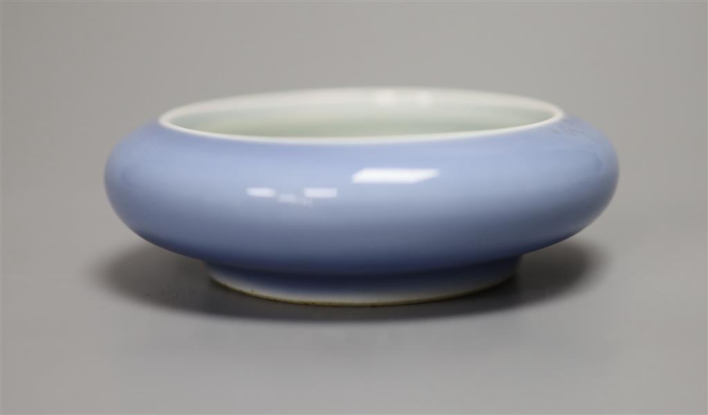 A Chinese famille rose cup stand, length 19.5cm and a claire de lune censer